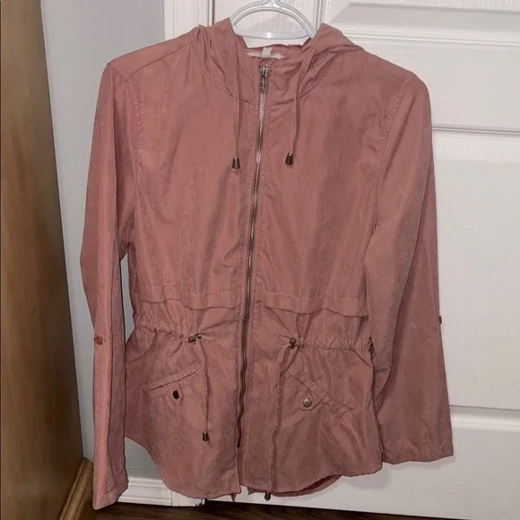 Maurices Pink Utility Jacket with Hood and Drawstring Waist - Picture 1 of 5